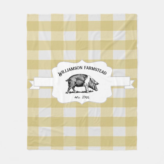 Gult Buffalo Play Farm Gris Fleece Blanket (Framsidan)