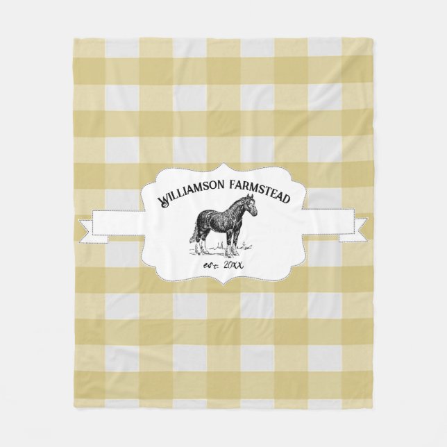Gult Buffalo Play Farm Horse Fleece Blanket (Framsidan)