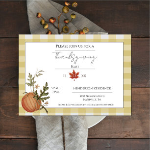 Gult Buffalo Play Pumpkin Thanksgiving Dinner Inbjudningar