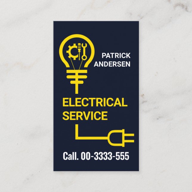 Gult Bulb Plug-kabeln Visitkort (Framsida)