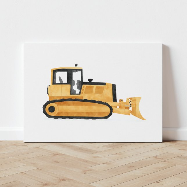 Gult Bulldozer Construction Fordon Kanvastryck (Skapare uppladdad)