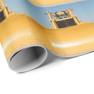Gult Bulldozer Mönster Presentpapper