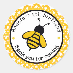 Gult Bumblebee Birthday Favor Runt Klistermärke