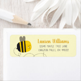 Gult Bumblebee Child Birthday Cute Sweet Adress Returadress Etikett