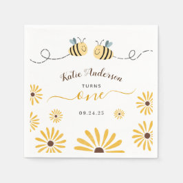 Gult Bumblebee och Sunblommor First Birthay Pappersservett