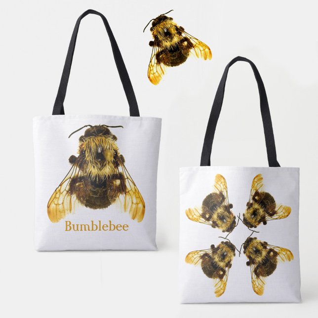 Gult Bumblebin på vita Tygkasse (Skapare uppladdad)