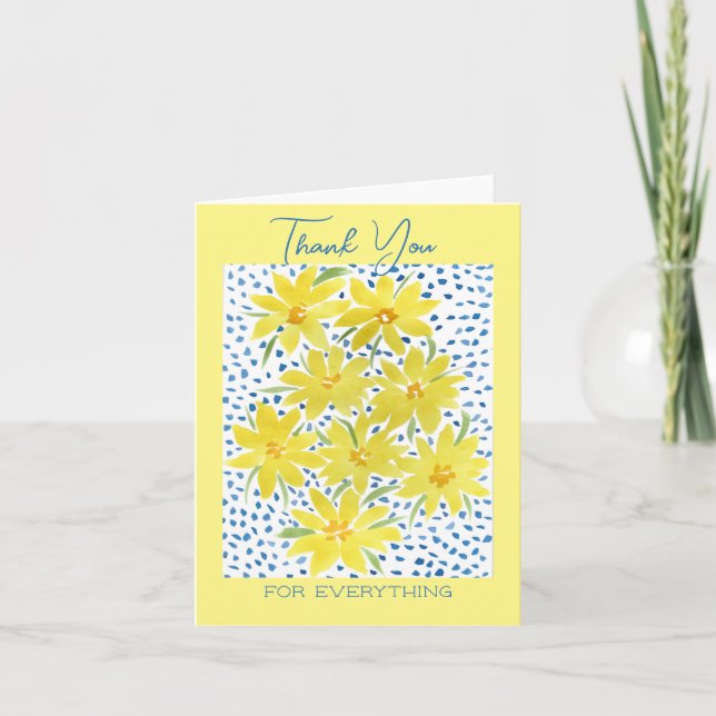 Gult Bunch Daisy Flat Tackkort Card Anteckningskort (Framsida)