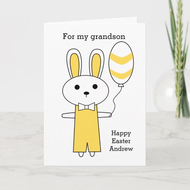 Gult Bunny Glad påsk Helgkort (Framsida)