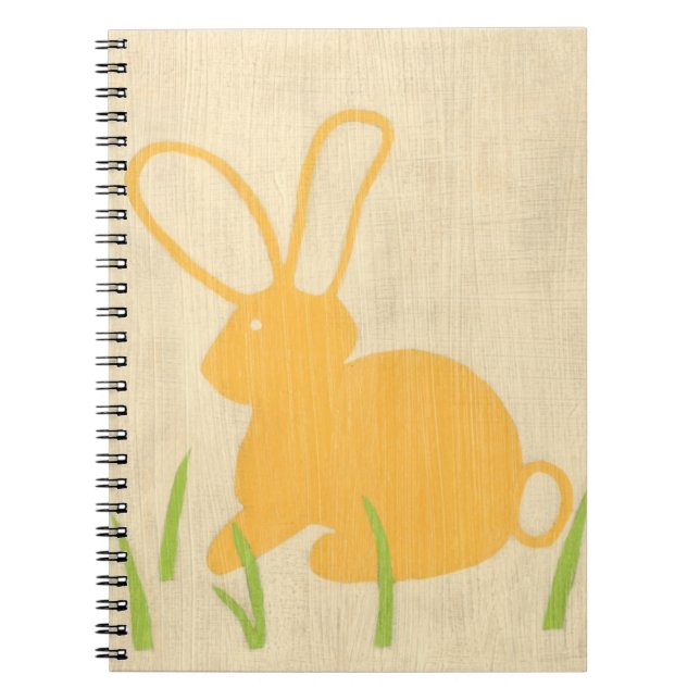 Gult Bunny och Grönt Grass av Chariklia Zarris Anteckningsbok Med Spiral (Framsidan)