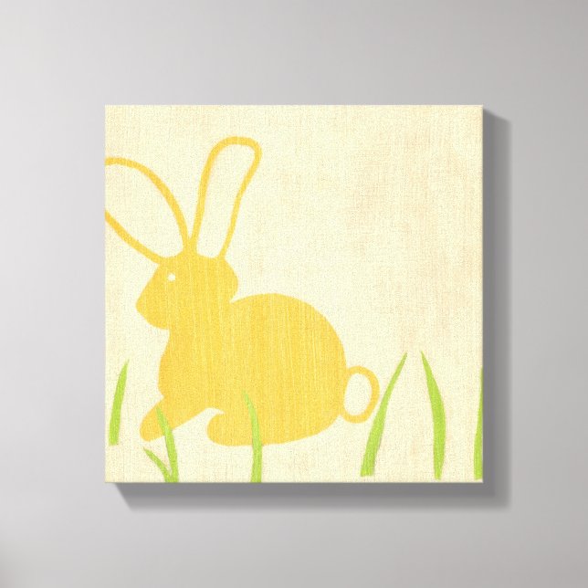 Gult Bunny och Grönt Grass av Chariklia Zarris Canvastryck (Framsida)