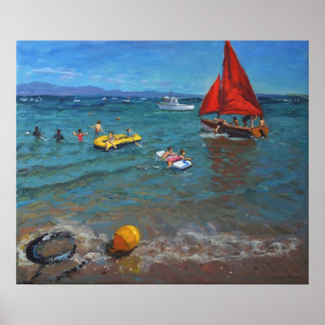Gult Buoy och Red Sails Abersoch Poster (Framsidan)