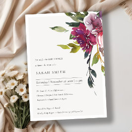 Gult Burgundy Blommigt Baby Shower Inbjudan
