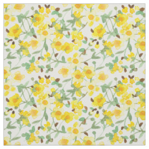 Gult Buttercups Flowers Watercolor Dress Bedroom Tyg