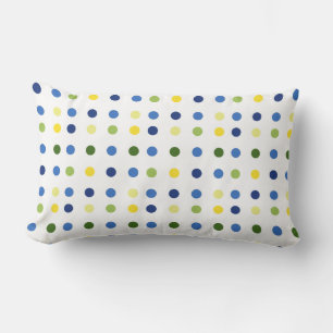 Gult Buttercups och Blue Iris Dots Lumbarkudde