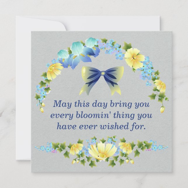 Gult Buttercups och Blue Iris Greeting Card Inbjudningar (Framsida)