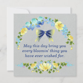 Gult Buttercups och Blue Iris Greeting Card Inbjudningar