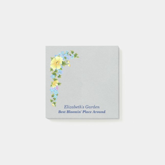 Gult Buttercups och Blue Iris PostIT Notes Post-it Block (Framsida)