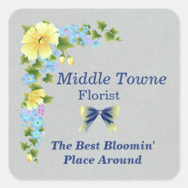 Gult Buttercups och Blue Iris Square Stickers Fyrkantigt Klistermärke
