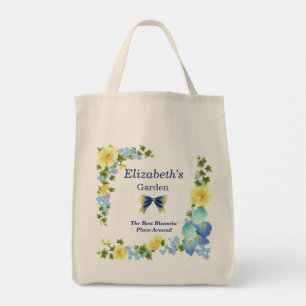 Gult Buttercups och Blue Iris Tote Bag Tygkasse