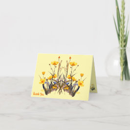 Gult Buttercups Vild Flowers Vintage Artwork Tack Kort