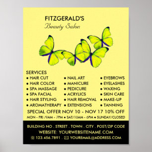 Gult Butterflies, Beautician, Beauty Salon Poster