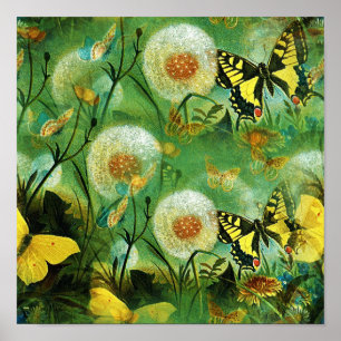Gult Butterflies. Poster