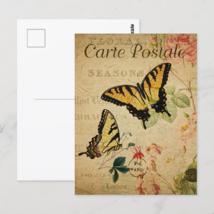 Gult Butterflies Vykort