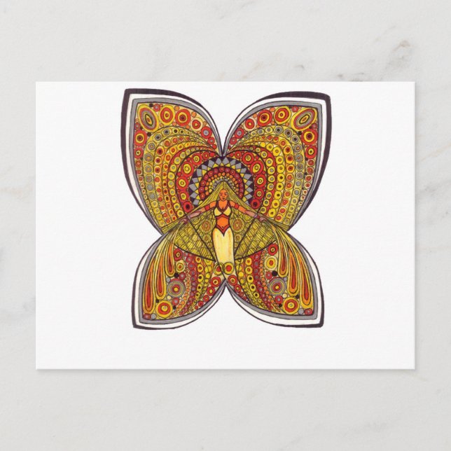 Gult Butterfly Angel Vykort (Framsida)