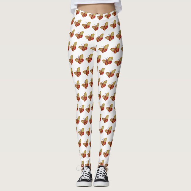 Gult Butterfly Anpassningsbar Leggings (Framsida)