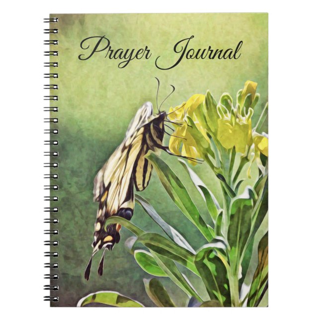 Gult Butterfly Art Prayer Journal Anteckningsbok (Framsidan)