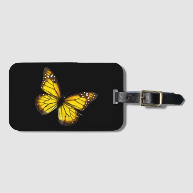 Gult Butterfly Bagagebricka (Framsida horisontal)