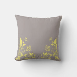 Gult Butterfly Blommigt Pillow Kudde