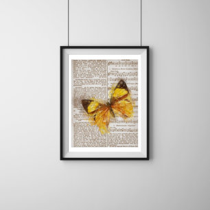Gult Butterfly Collage Poster