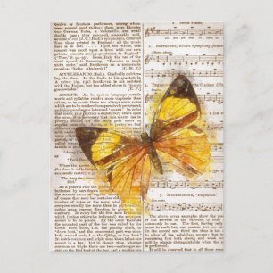 Gult Butterfly Collage Vykort
