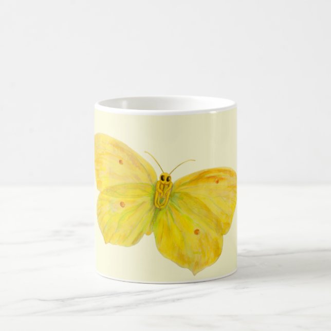 Gult Butterfly Common Brimstone-flygning Kaffemugg (Center)