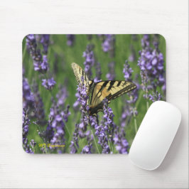 Gult Butterfly i Lila Lavendar Mouse Pad Musmatta