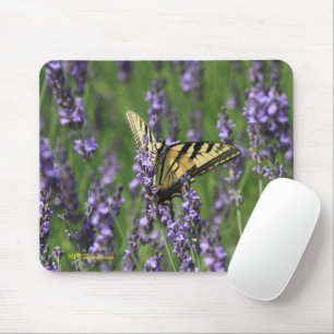 Gult Butterfly i Lila Lavendar Mouse Pad Musmatta