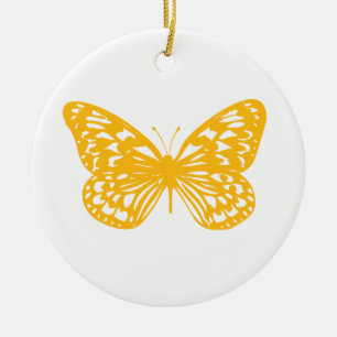 Gult Butterfly Julgransprydnad Keramik