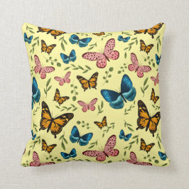 Gult Butterfly Mönster Girly Kudde