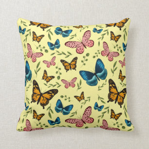 Gult Butterfly Mönster Girly Kudde