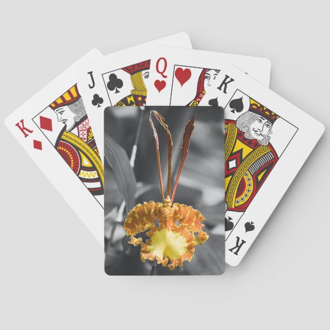 Gult Butterfly Orchid Flower Casinokort (Baksidan)