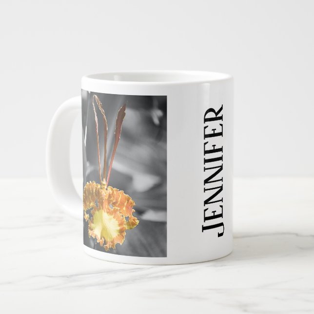 Gult Butterfly Orchid Flower Jumbo Mugg (Framsida vänster)