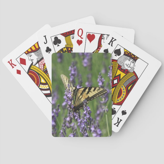 Gult Butterfly på Lavender-uppspelningskort Casinokort (Baksidan)