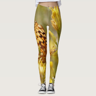 Gult Butterfly, Personlig Namn, fritid Leggings