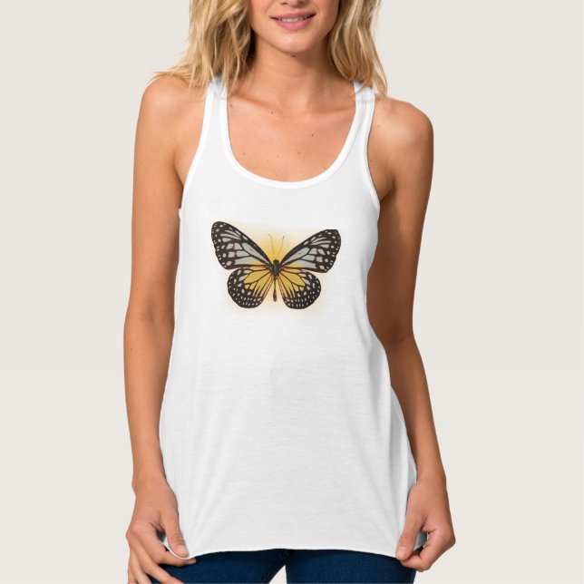 Gult Butterfly Sleeveless T-shirt Linne Med Racerback (Framsida)