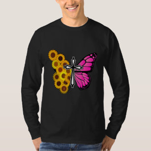 Gult Butterfly Sunblommblommor Faith Christian Fai T Shirt