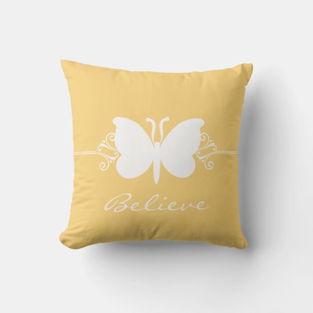 Gult Butterfly Swirls Pillow Kudde (Framsida)