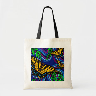 Gult Butterfly Tote Bag Tygkasse