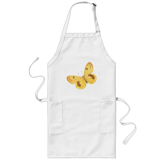Gult Butterfly - Vintage Fine Art Apron Långt Förkläde (Framsidan)