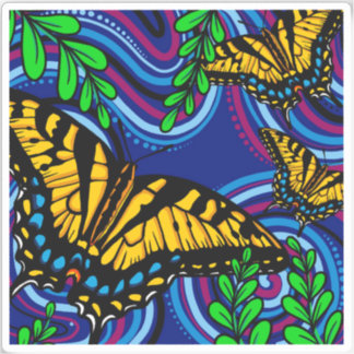 Gult Butterfly Vinyl Sticker Klistermärken